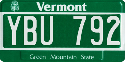 VT license plate YBU792