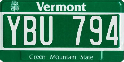 VT license plate YBU794