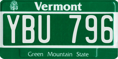 VT license plate YBU796