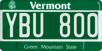 VT license plate YBU800