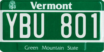 VT license plate YBU801