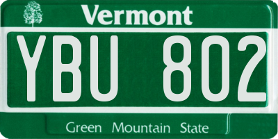 VT license plate YBU802