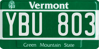 VT license plate YBU803