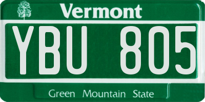 VT license plate YBU805