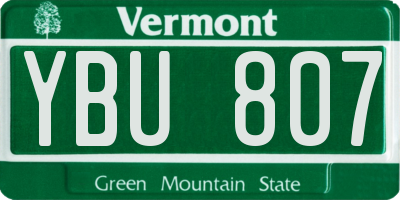 VT license plate YBU807