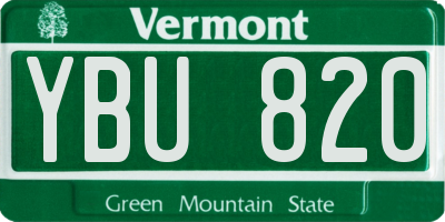 VT license plate YBU820