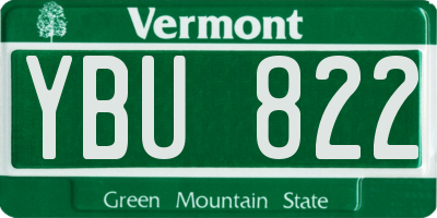 VT license plate YBU822