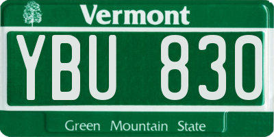 VT license plate YBU830
