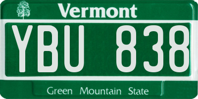 VT license plate YBU838