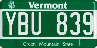 VT license plate YBU839