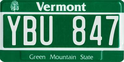 VT license plate YBU847
