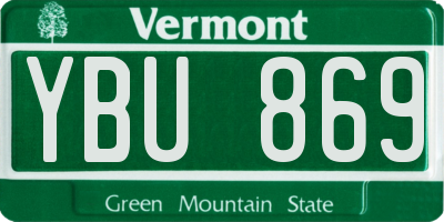 VT license plate YBU869