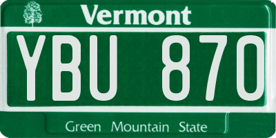 VT license plate YBU870