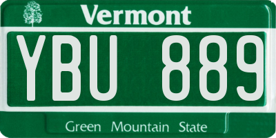 VT license plate YBU889