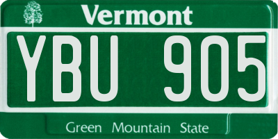VT license plate YBU905
