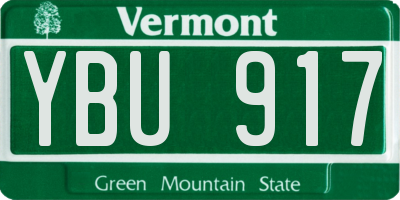 VT license plate YBU917