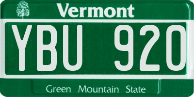 VT license plate YBU920