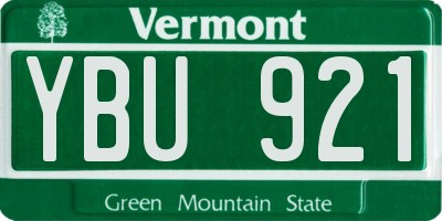 VT license plate YBU921