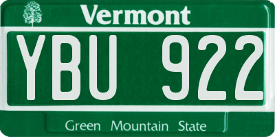 VT license plate YBU922