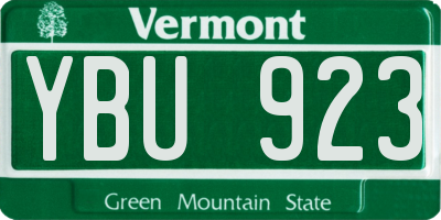 VT license plate YBU923