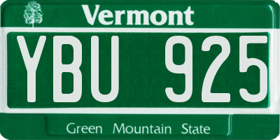 VT license plate YBU925