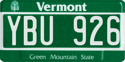 VT license plate YBU926