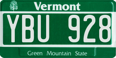 VT license plate YBU928