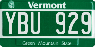 VT license plate YBU929