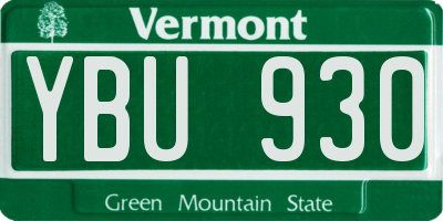 VT license plate YBU930