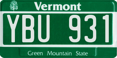 VT license plate YBU931