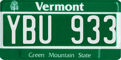 VT license plate YBU933