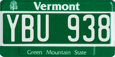 VT license plate YBU938