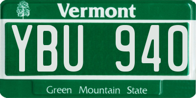 VT license plate YBU940