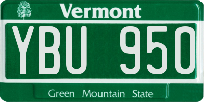 VT license plate YBU950