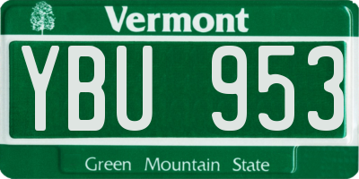 VT license plate YBU953