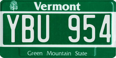 VT license plate YBU954