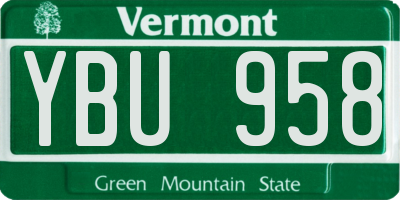 VT license plate YBU958