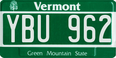 VT license plate YBU962