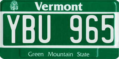 VT license plate YBU965