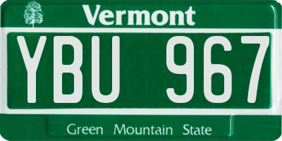 VT license plate YBU967