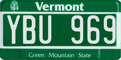 VT license plate YBU969