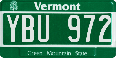VT license plate YBU972