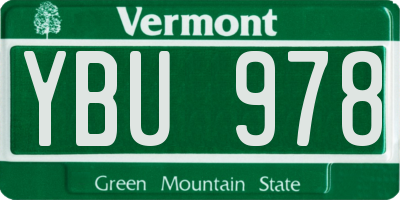 VT license plate YBU978