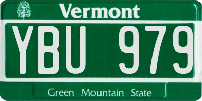 VT license plate YBU979