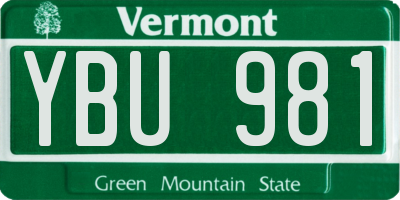 VT license plate YBU981