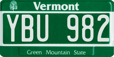 VT license plate YBU982