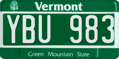 VT license plate YBU983