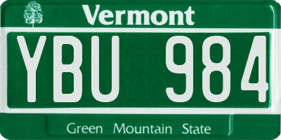 VT license plate YBU984