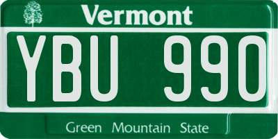 VT license plate YBU990