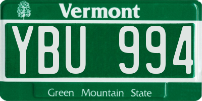VT license plate YBU994